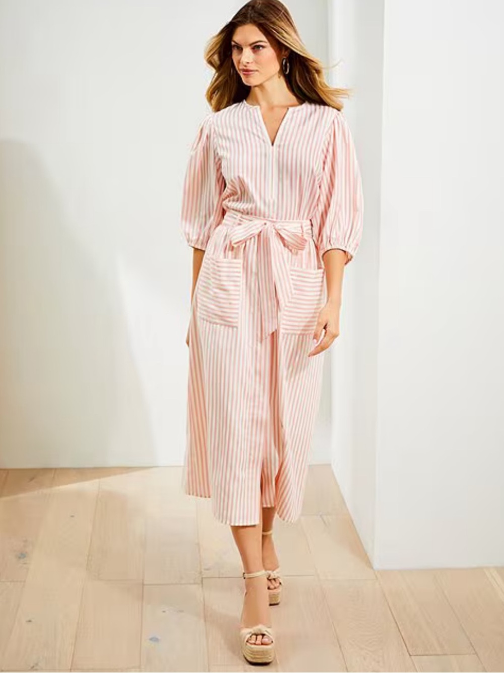 Gibson Latimer Pink and White Striped Maxi Top and Skirt in size Medium